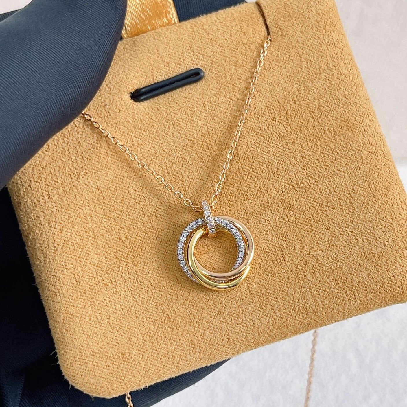 ˇGilded EraˇTRINITY NECKLACE SILVER GOLD PINK GOLD DIAMONDS