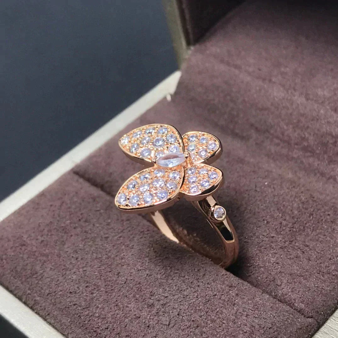 ˇGilded EraˇBUTTERFLY PINK GOLD DIAMOND RING