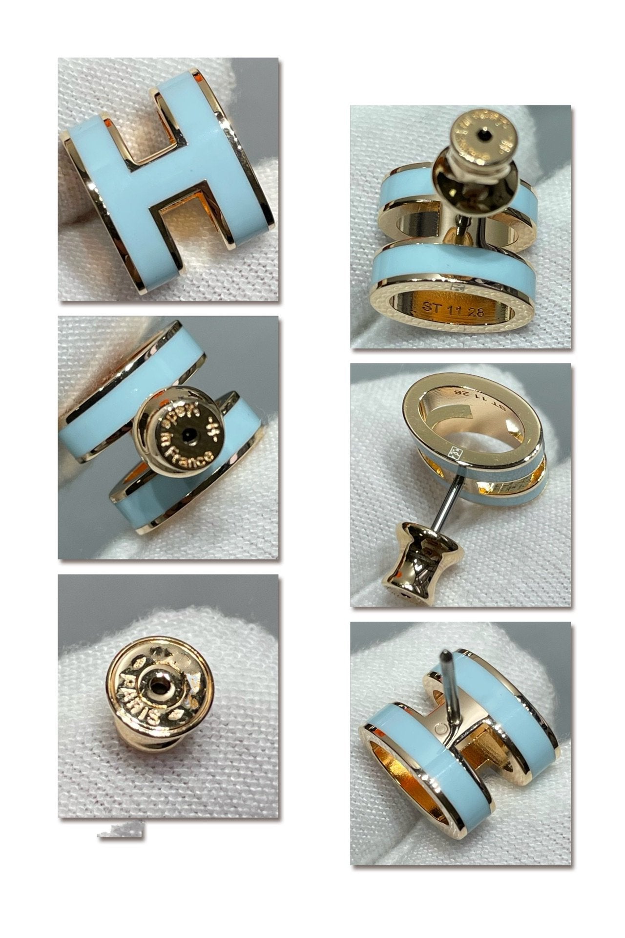 ˇGilded EraˇPOP H SKY BLUE STUD EARRINGS