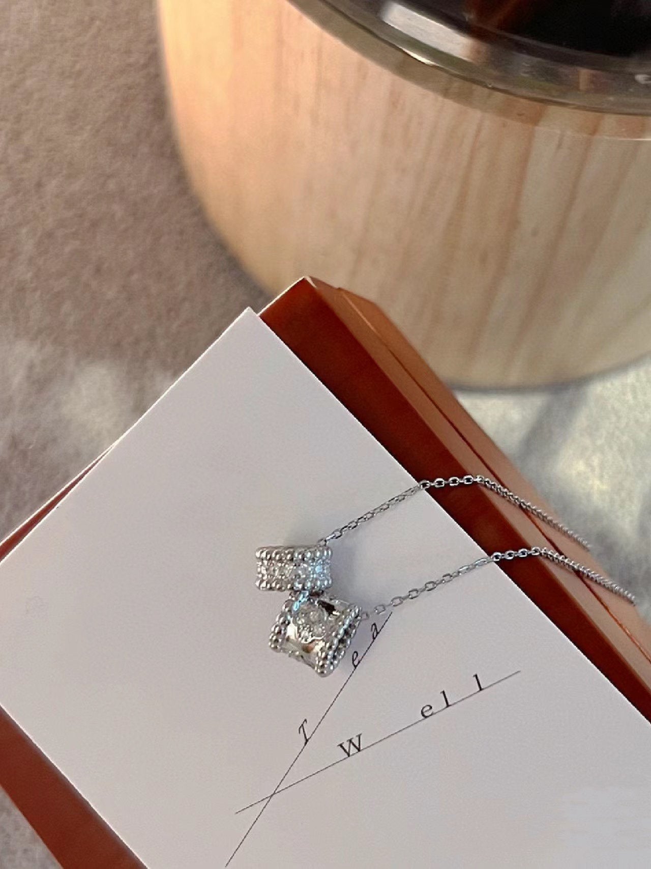 ˇGilded EraˇPERLEE DOUBLE PENDANT SILVER DIAMOND NECKLACE