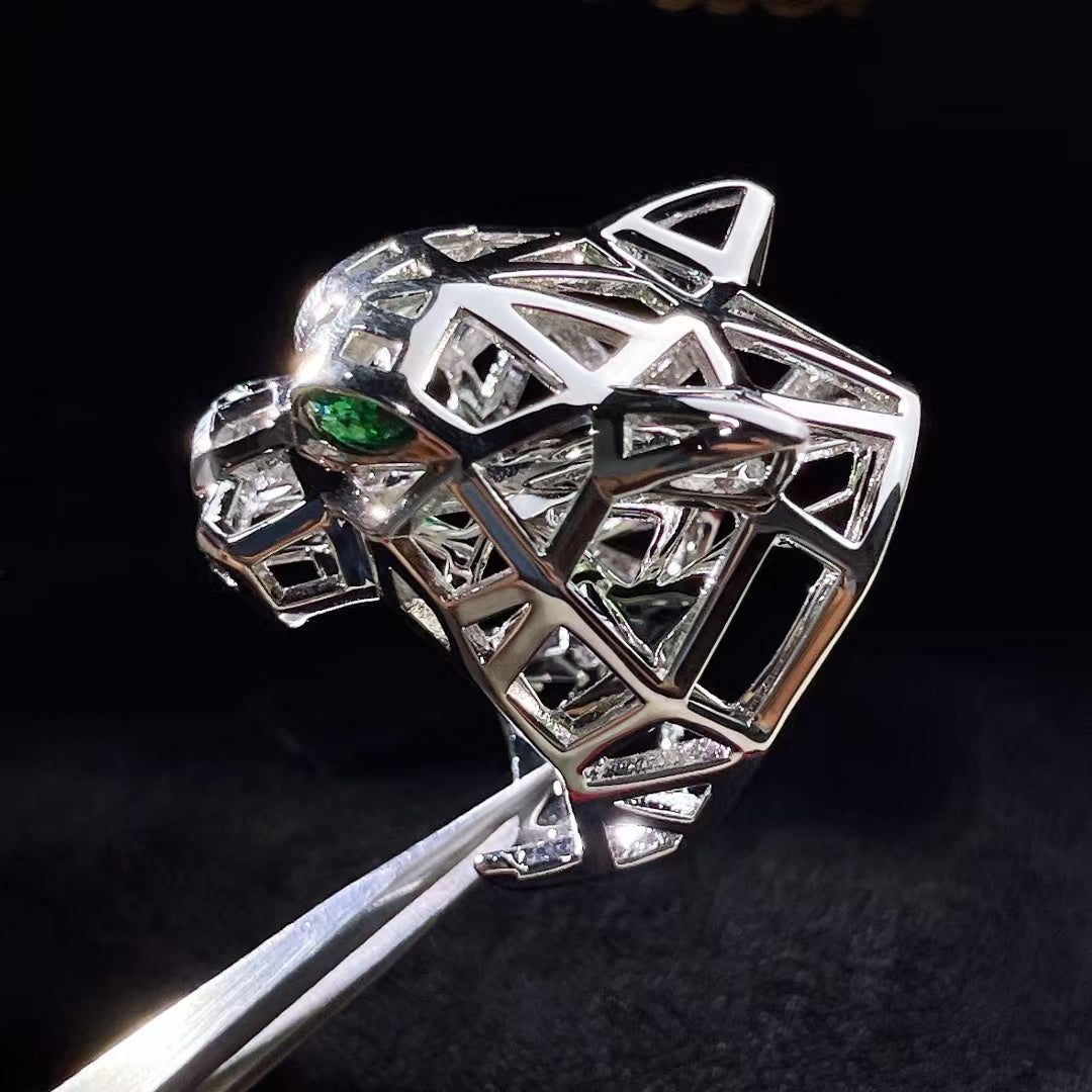 ˇGilded EraˇHOLLOW LEOPARD HEAD RING