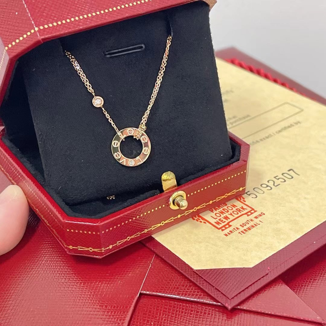 ˇGilded EraˇLOVE NECKLACE 16MM 2 DIAMONDS