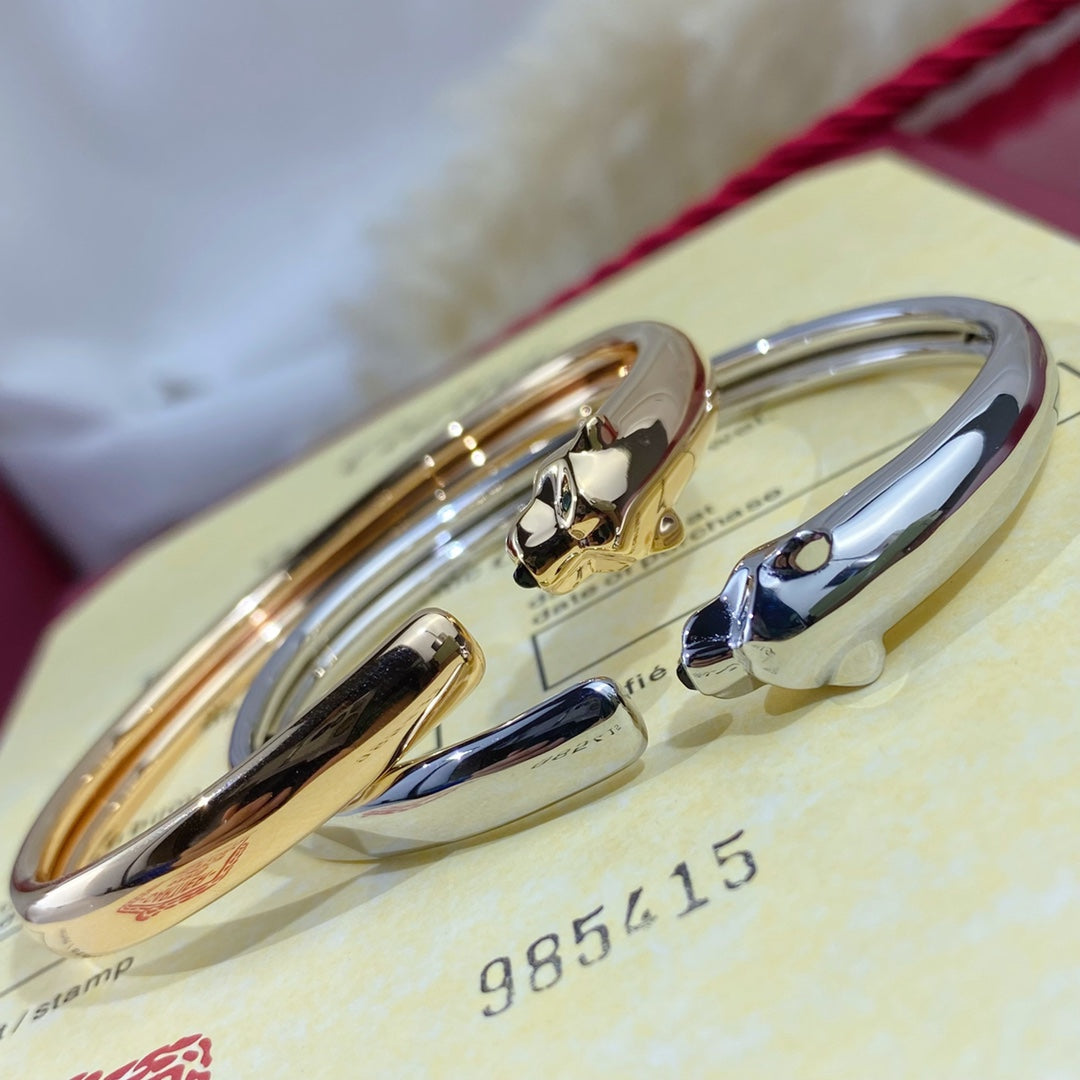ˇGilded EraˇPANTHERE SILVER OPEN BRACELET
