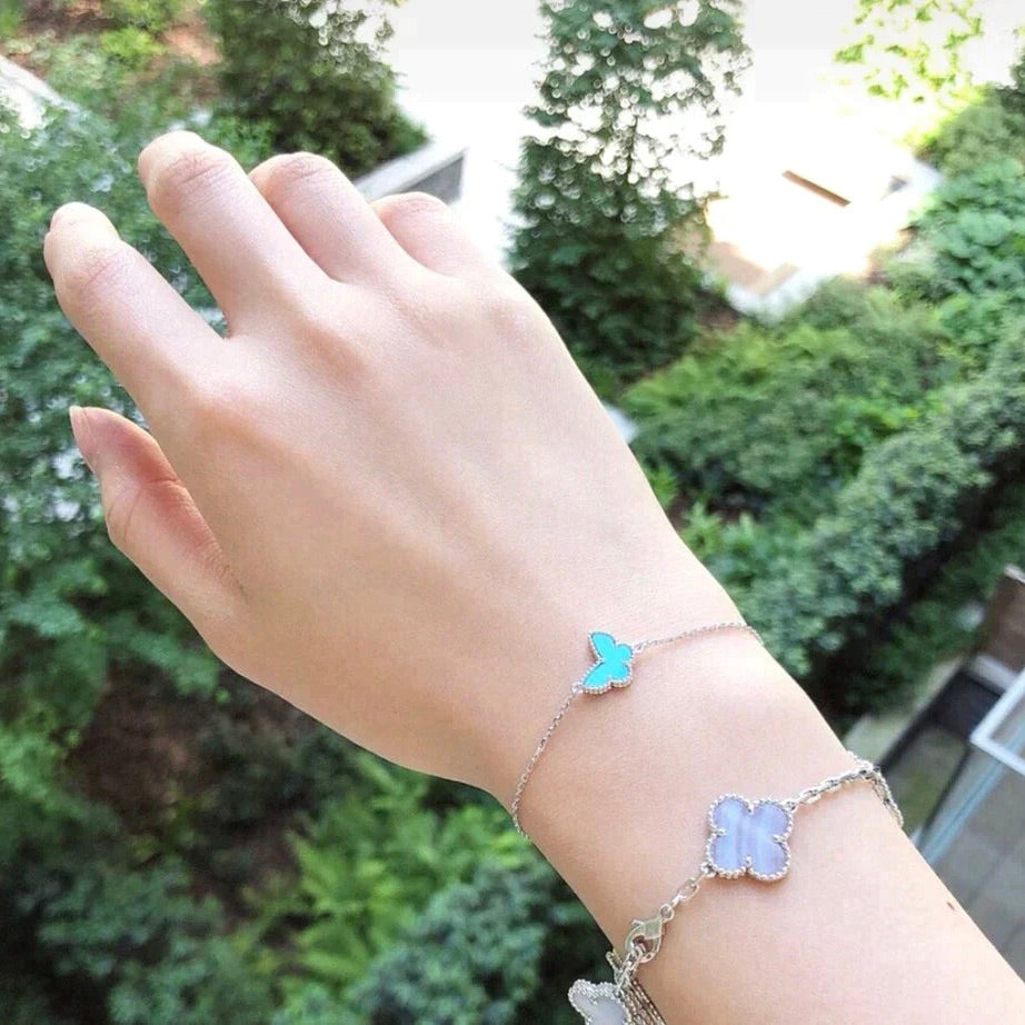 ˇGilded EraˇBUTTERFLY TURQUOISE BUTTERFLY BRACELET SILVER