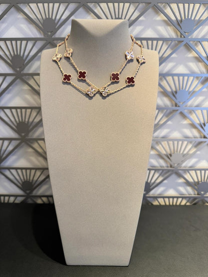 ˇGilded EraˇCLOVER 20 MOTIFS LASER CARNELIAN NECKLACE