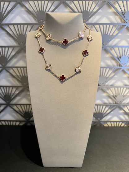 ˇGilded EraˇCLOVER 20 MOTIFS LASER CARNELIAN NECKLACE