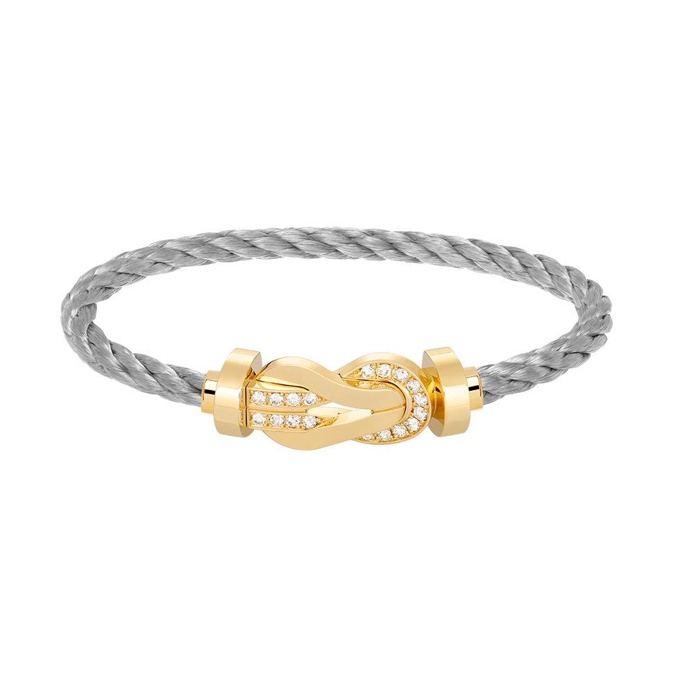 ˇGilded EraˇCHANCE LARGE 8 FIGURE BUCKLE HALF DIAMOND BRACELET GOLD