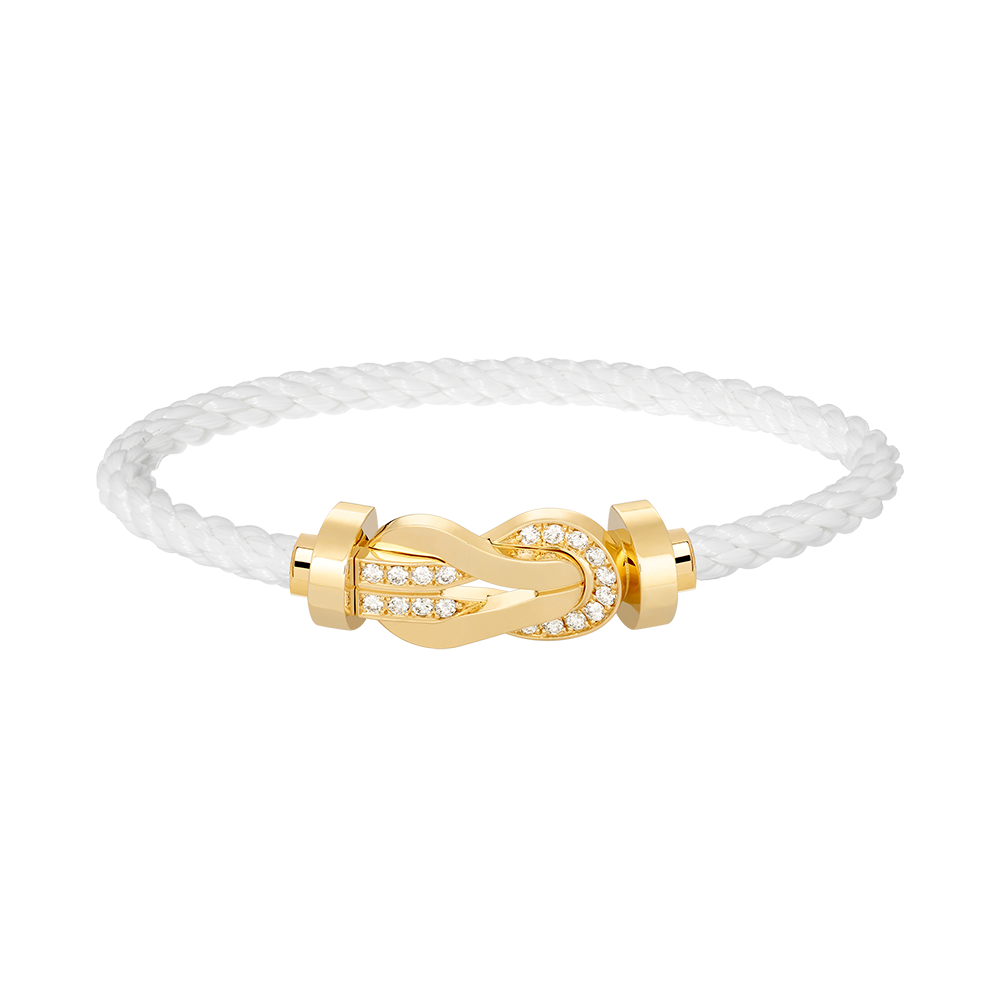 ˇGilded EraˇCHANCE LARGE 8 FIGURE BUCKLE HALF DIAMOND BRACELET GOLD