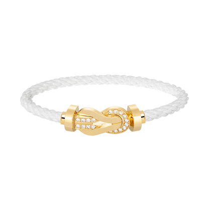 ˇGilded EraˇCHANCE LARGE 8 FIGURE BUCKLE HALF DIAMOND BRACELET GOLD