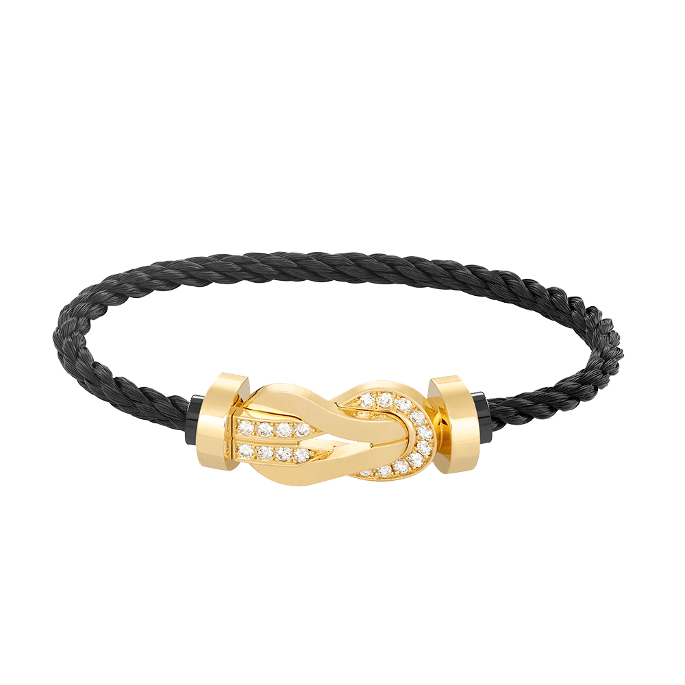 ˇGilded EraˇCHANCE LARGE 8 FIGURE BUCKLE HALF DIAMOND BRACELET GOLD
