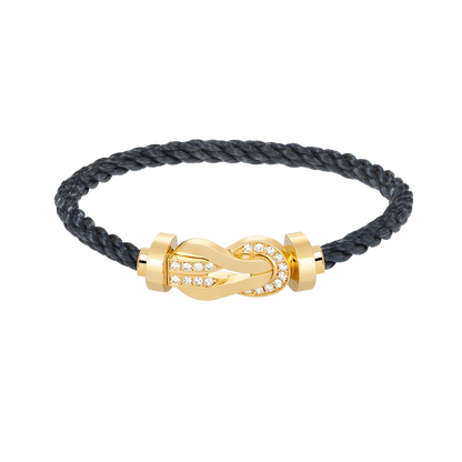 ˇGilded EraˇCHANCE LARGE 8 FIGURE BUCKLE HALF DIAMOND BRACELET GOLD