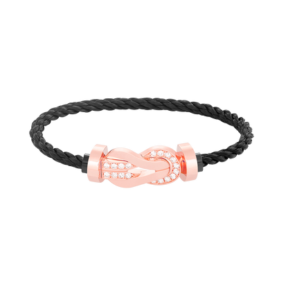 ˇGilded EraˇCHANCE LARGE 8 FIGURE BUCKLE HALF DIAMOND BRACELET ROSE GOLD