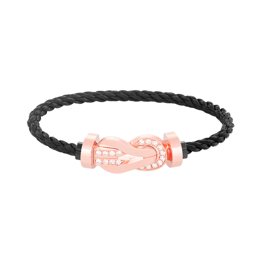 ˇGilded EraˇCHANCE LARGE 8 FIGURE BUCKLE HALF DIAMOND BRACELET ROSE GOLD