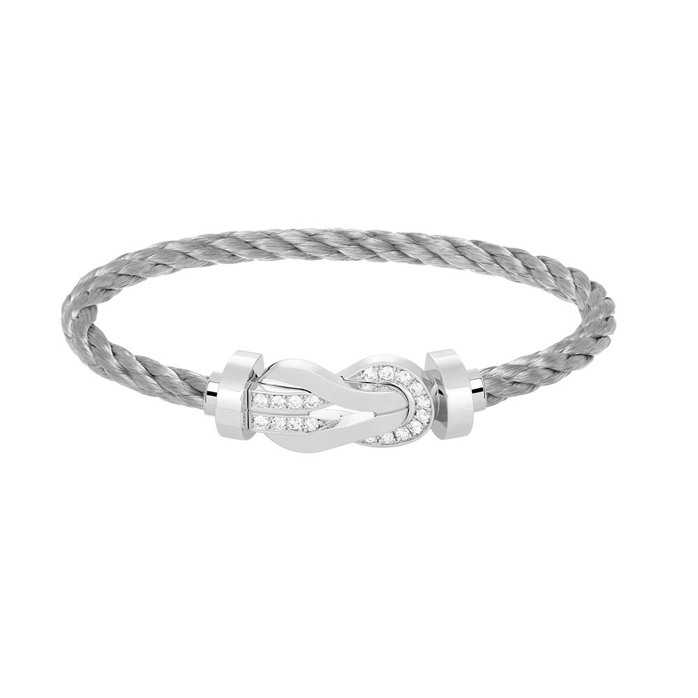ˇGilded EraˇCHANCE LARGE 8 FIGURE BUCKLE HALF DIAMOND BRACELET SILVER