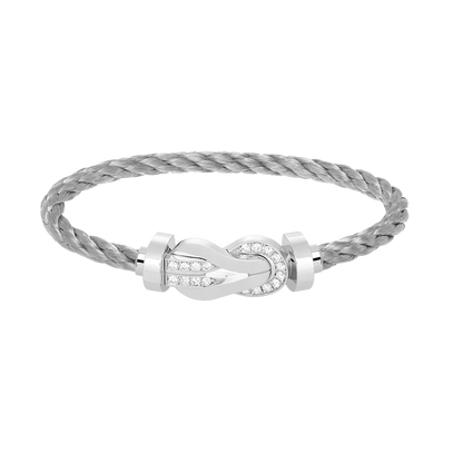 ˇGilded EraˇCHANCE LARGE 8 FIGURE BUCKLE HALF DIAMOND BRACELET SILVER