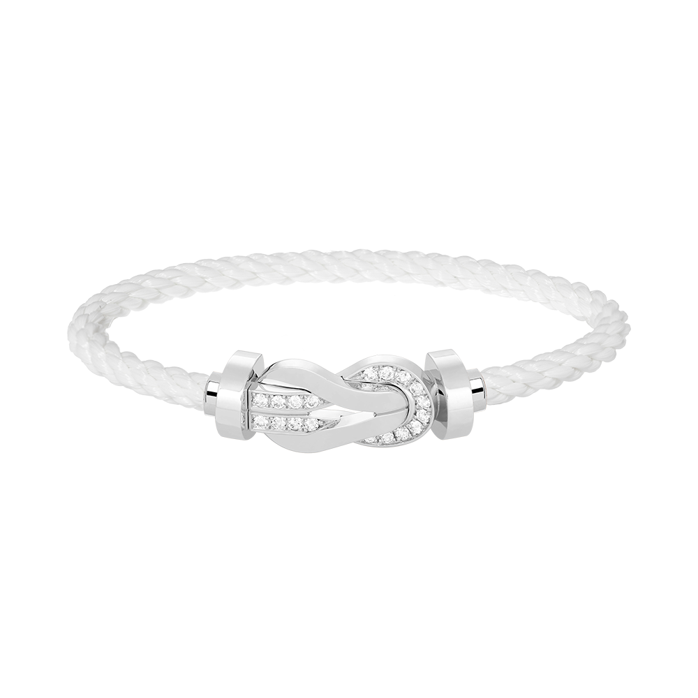 ˇGilded EraˇCHANCE LARGE 8 FIGURE BUCKLE HALF DIAMOND BRACELET SILVER