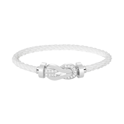 ˇGilded EraˇCHANCE LARGE 8 FIGURE BUCKLE HALF DIAMOND BRACELET SILVER