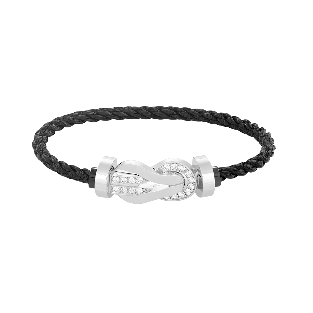 ˇGilded EraˇCHANCE LARGE 8 FIGURE BUCKLE HALF DIAMOND BRACELET SILVER
