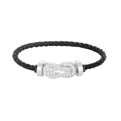ˇGilded EraˇCHANCE LARGE 8 FIGURE BUCKLE HALF DIAMOND BRACELET SILVER