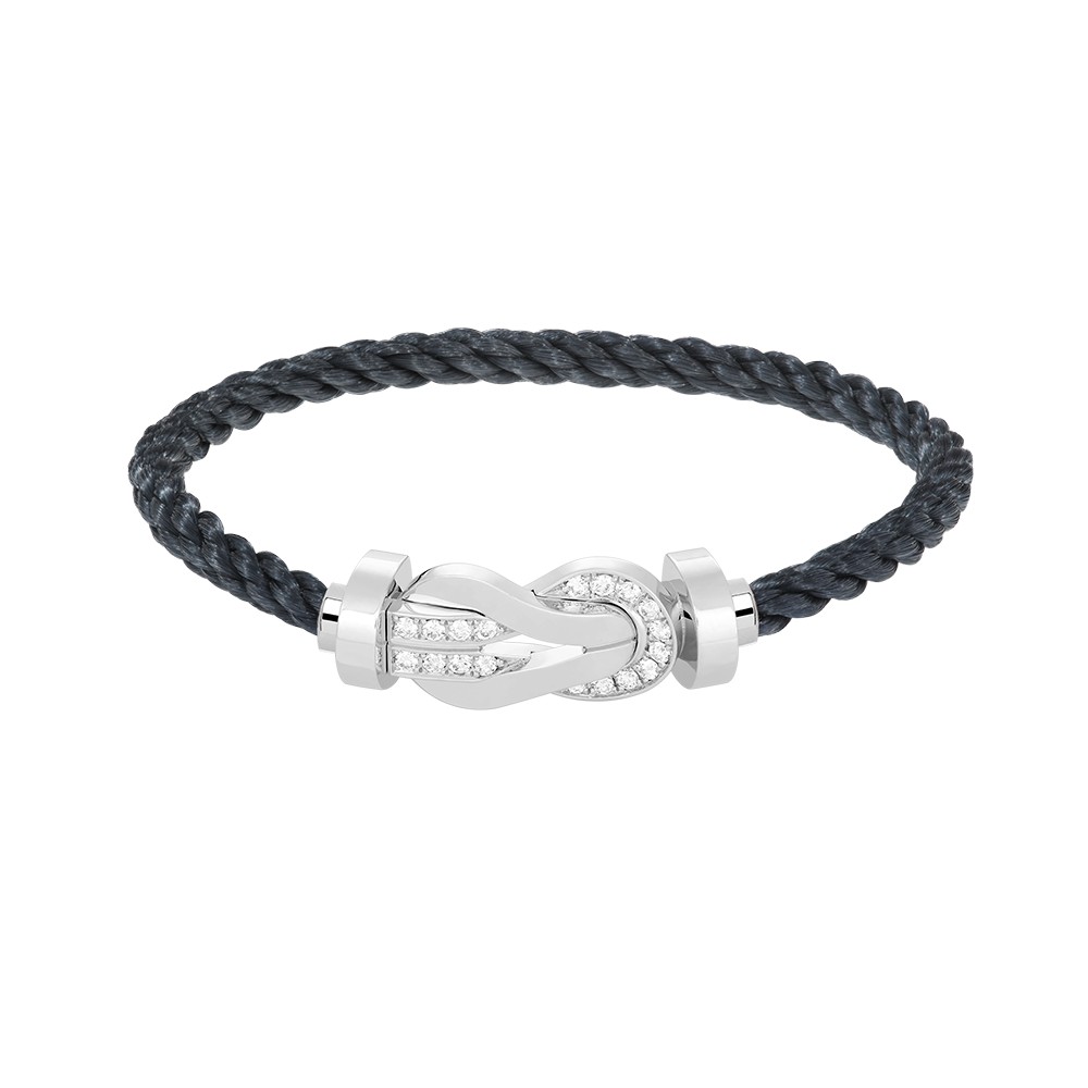 ˇGilded EraˇCHANCE LARGE 8 FIGURE BUCKLE HALF DIAMOND BRACELET SILVER