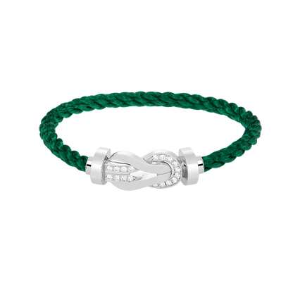 ˇGilded EraˇCHANCE LARGE 8 FIGURE BUCKLE HALF DIAMOND BRACELET SILVER
