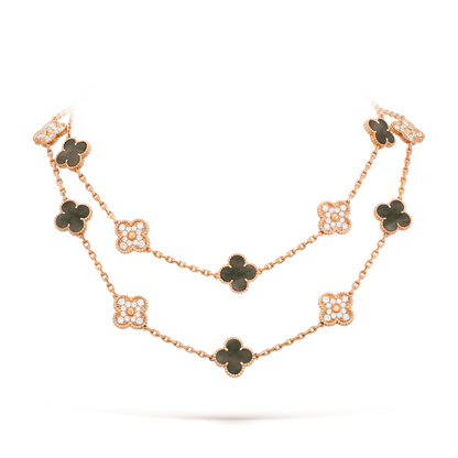 ˇGilded EraˇCLOVER 20 MOTIFS DARK MOP DIAMOND  NECKLACE