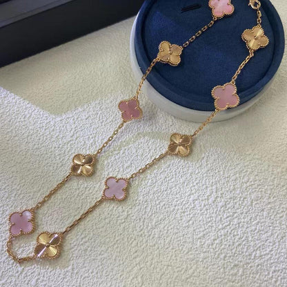 ˇGilded EraˇCLOVER 10 MOTIFS  LASER PINK MOP NECKLACE