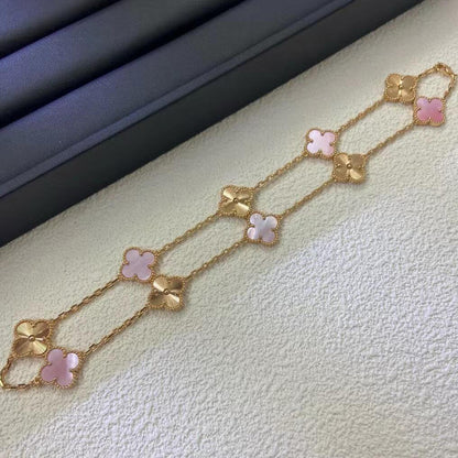 ˇGilded EraˇCLOVER 10 MOTIFS  LASER PINK MOP NECKLACE