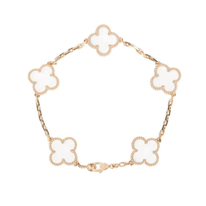 ˇGilded EraˇCLOVER 5 MOTIF ROCK CRYSTAL PINK GOLD BRACELET