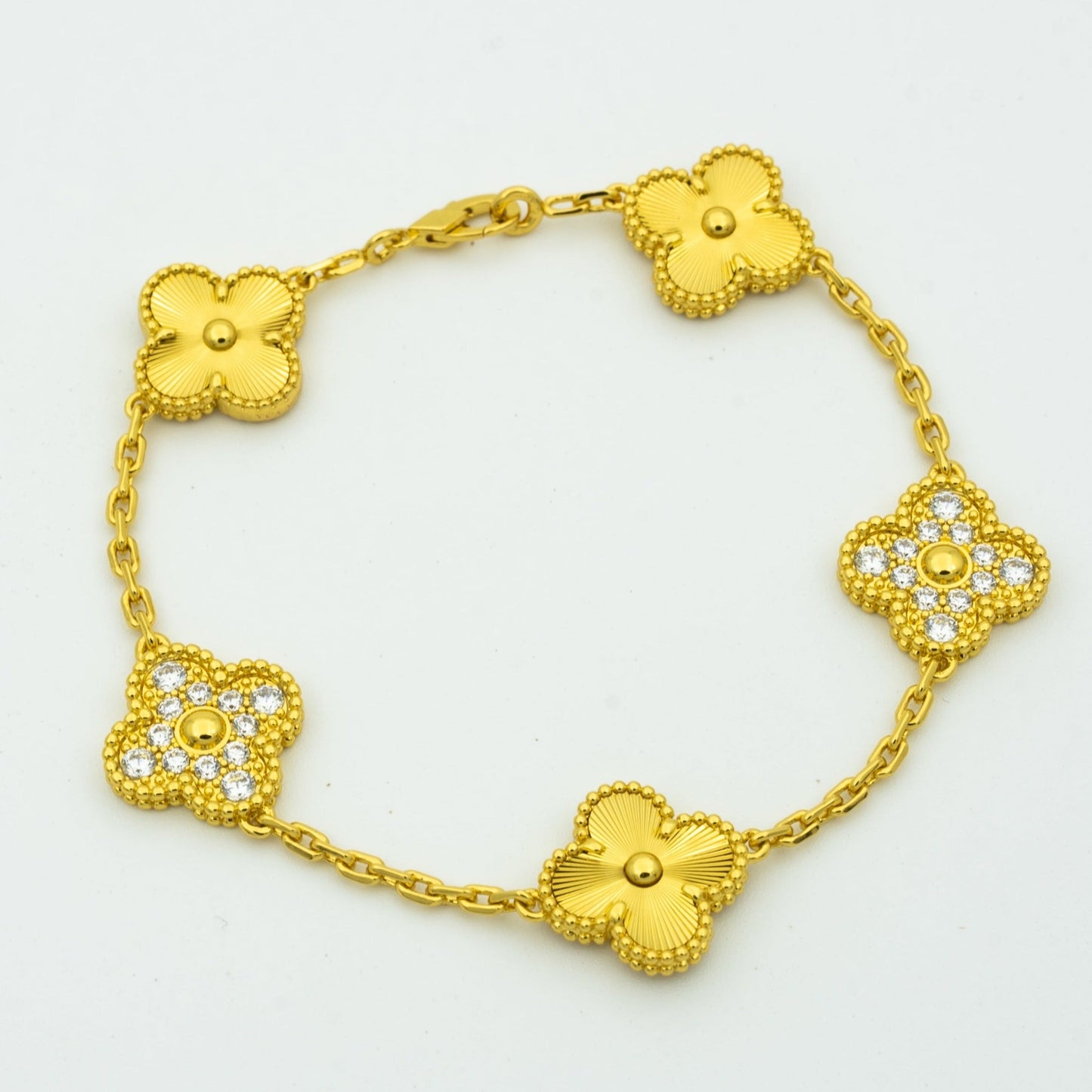 ˇGilded EraˇCLOVER BRACELET 5 MOTIFS GOLD DIAMOND