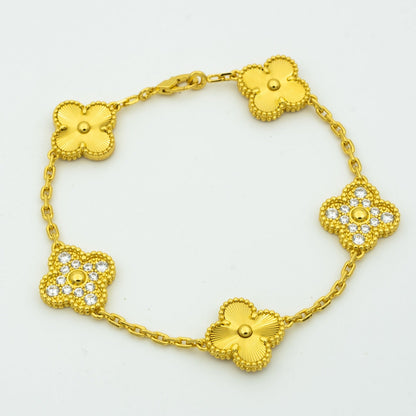 ˇGilded EraˇCLOVER BRACELET 5 MOTIFS GOLD DIAMOND