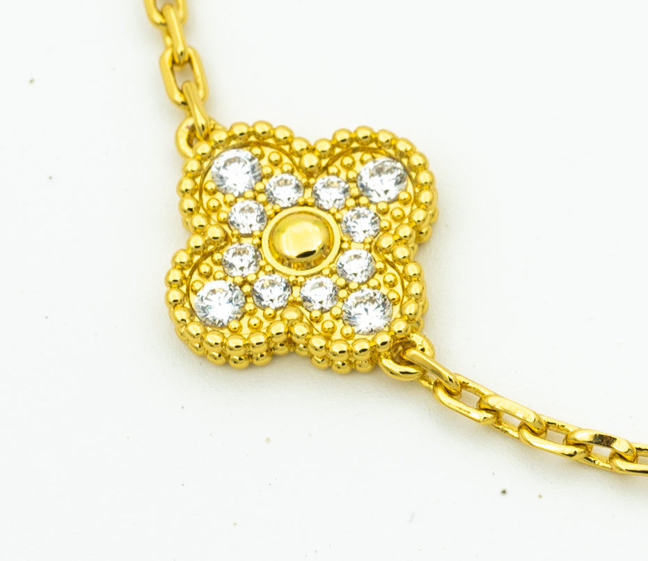ˇGilded EraˇCLOVER BRACELET 5 MOTIFS GOLD DIAMOND