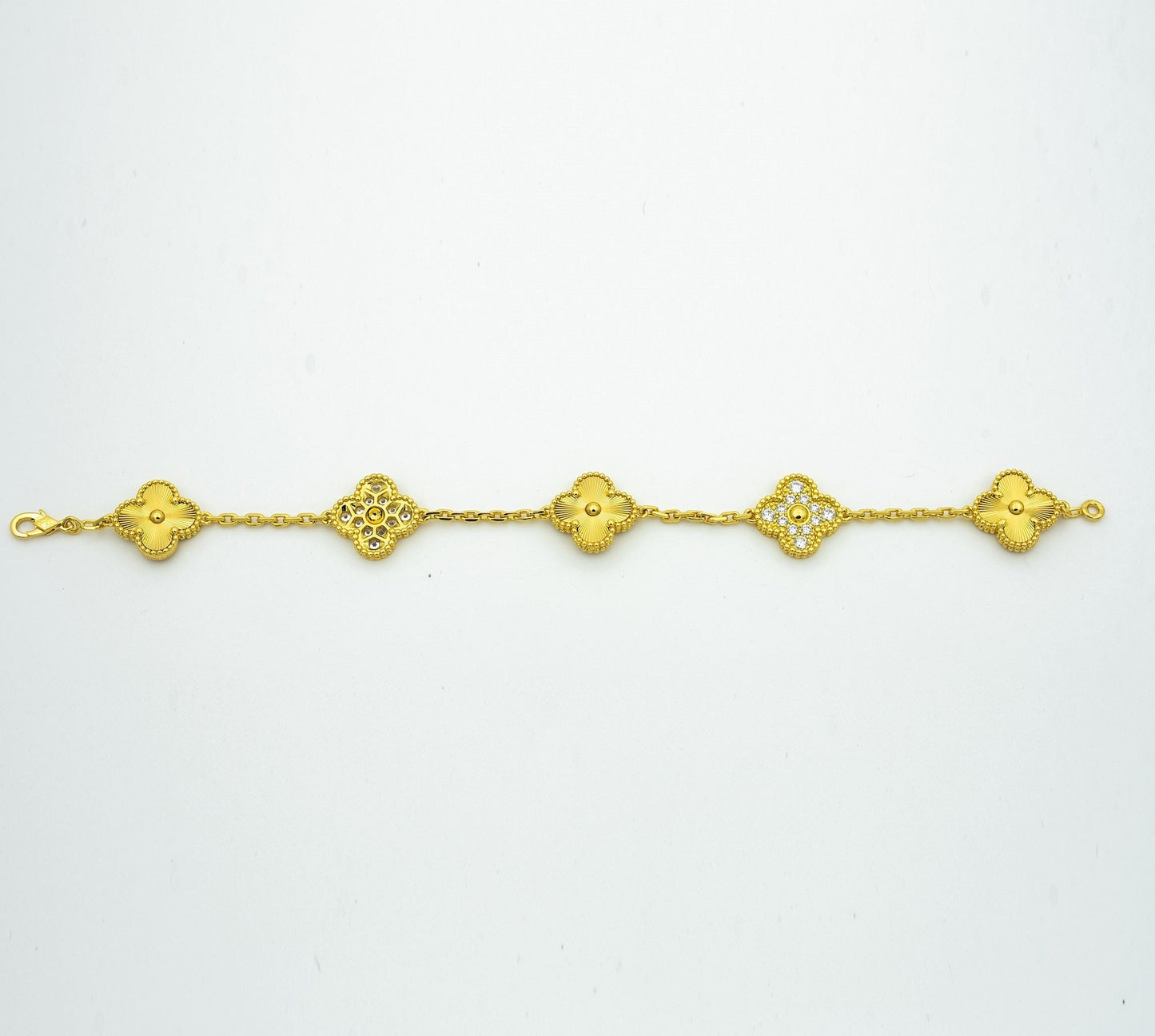 ˇGilded EraˇCLOVER BRACELET 5 MOTIFS GOLD DIAMOND