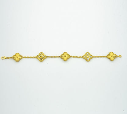 ˇGilded EraˇCLOVER BRACELET 5 MOTIFS GOLD DIAMOND