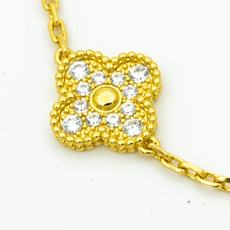 ˇGilded EraˇCLOVER BRACELET 5 MOTIFS GOLD DIAMOND