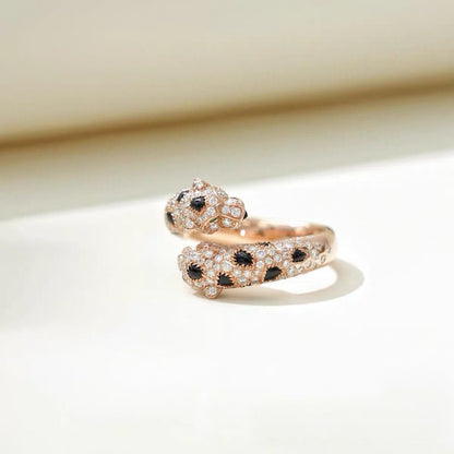 ˇGilded EraˇPANTHERE DOUBLE LEOPARD HEAD RING(NO BOX)