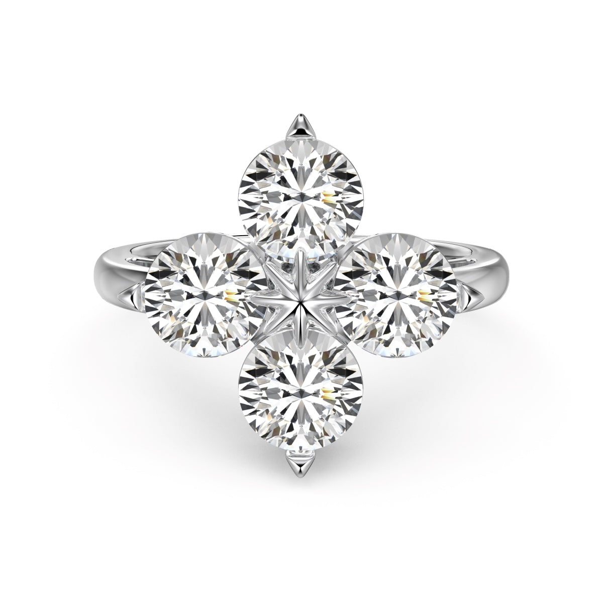 [STREET]Four-Leaf Clover Eight-Pointed Star Ring