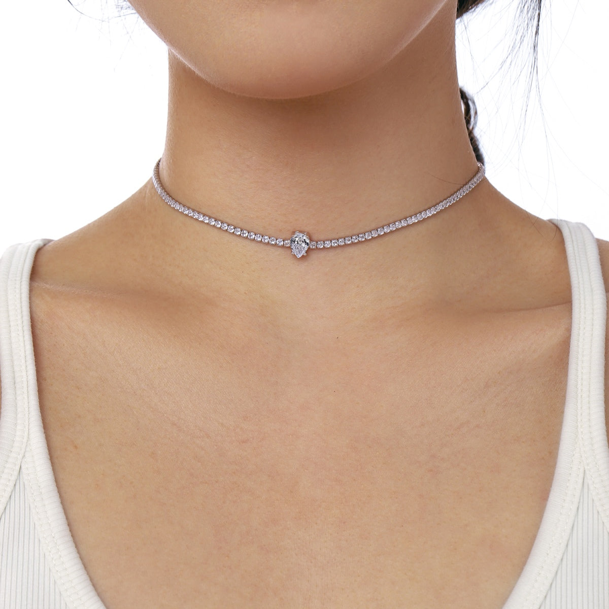 [STREET]Unique Pear Cut Tennis Necklace