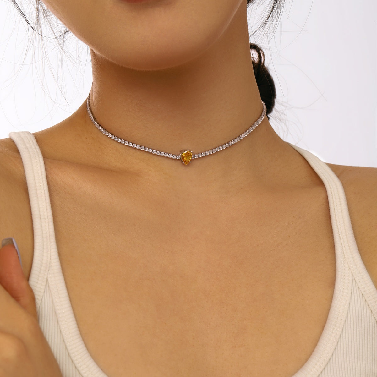 [STREET]Unique Pear Cut Tennis Necklace