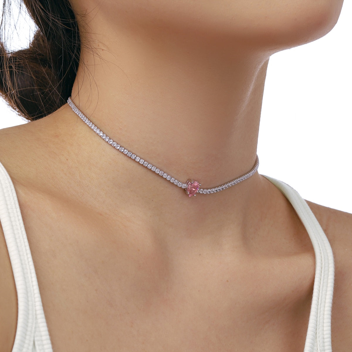 [STREET]Unique Pear Cut Tennis Necklace