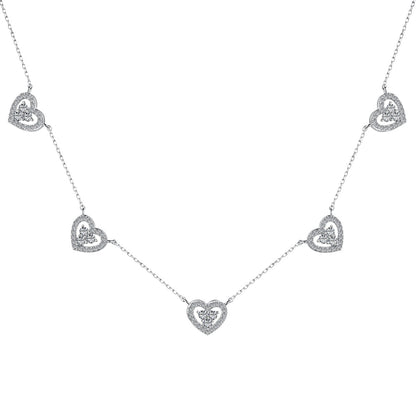 [STREET]Sparkling Five Heart Necklace