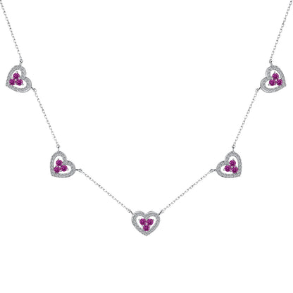 [STREET]Sparkling Five Heart Necklace