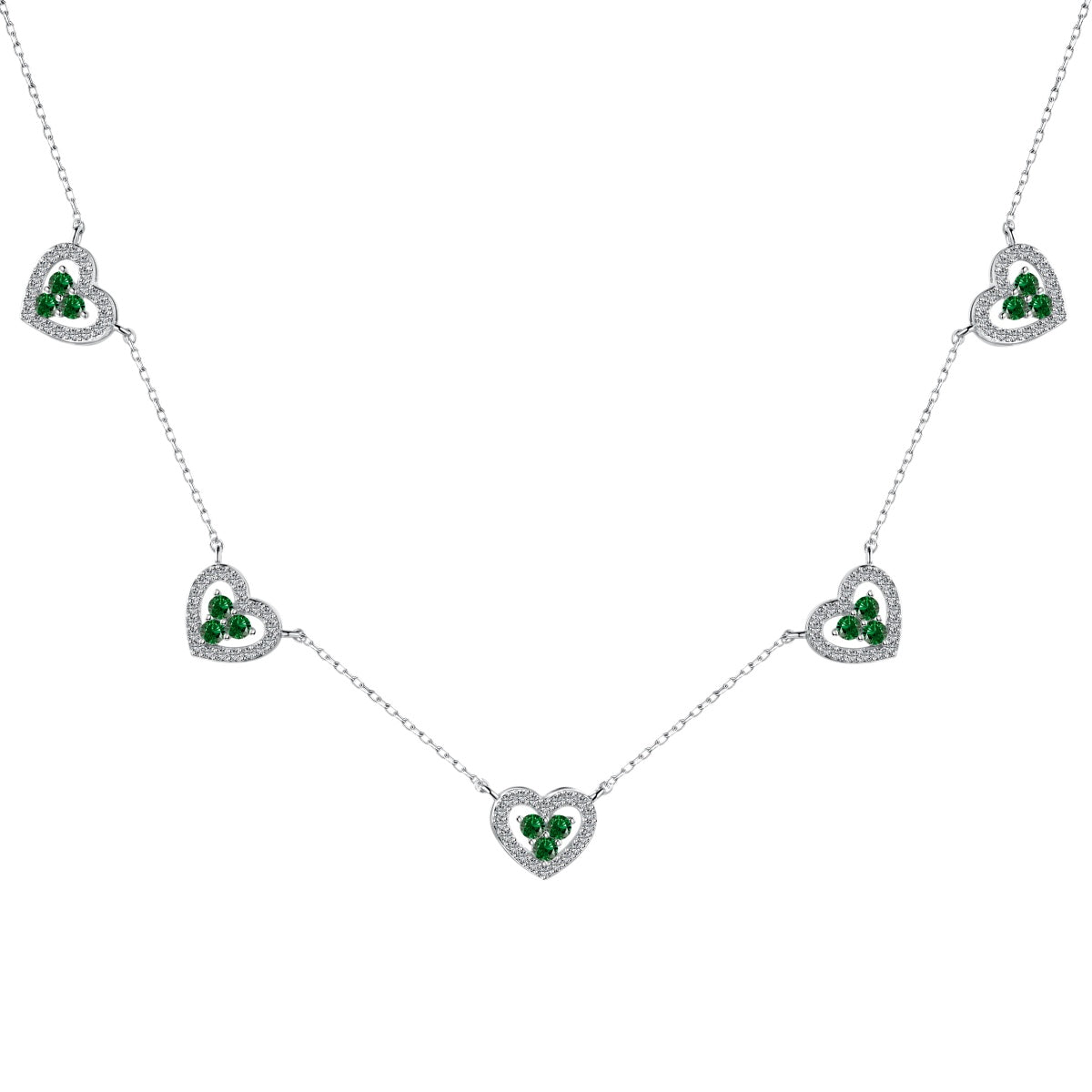 [STREET]Sparkling Five Heart Necklace