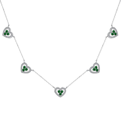 [STREET]Sparkling Five Heart Necklace