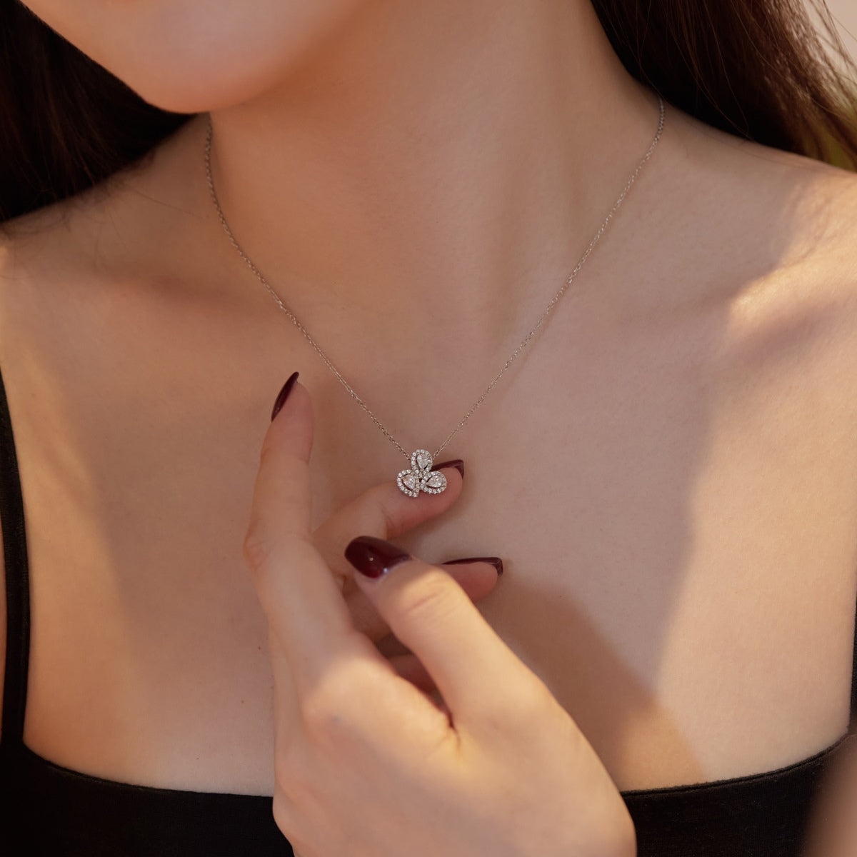 [STREET]Elegant Flower Shape Pear Cut Necklace