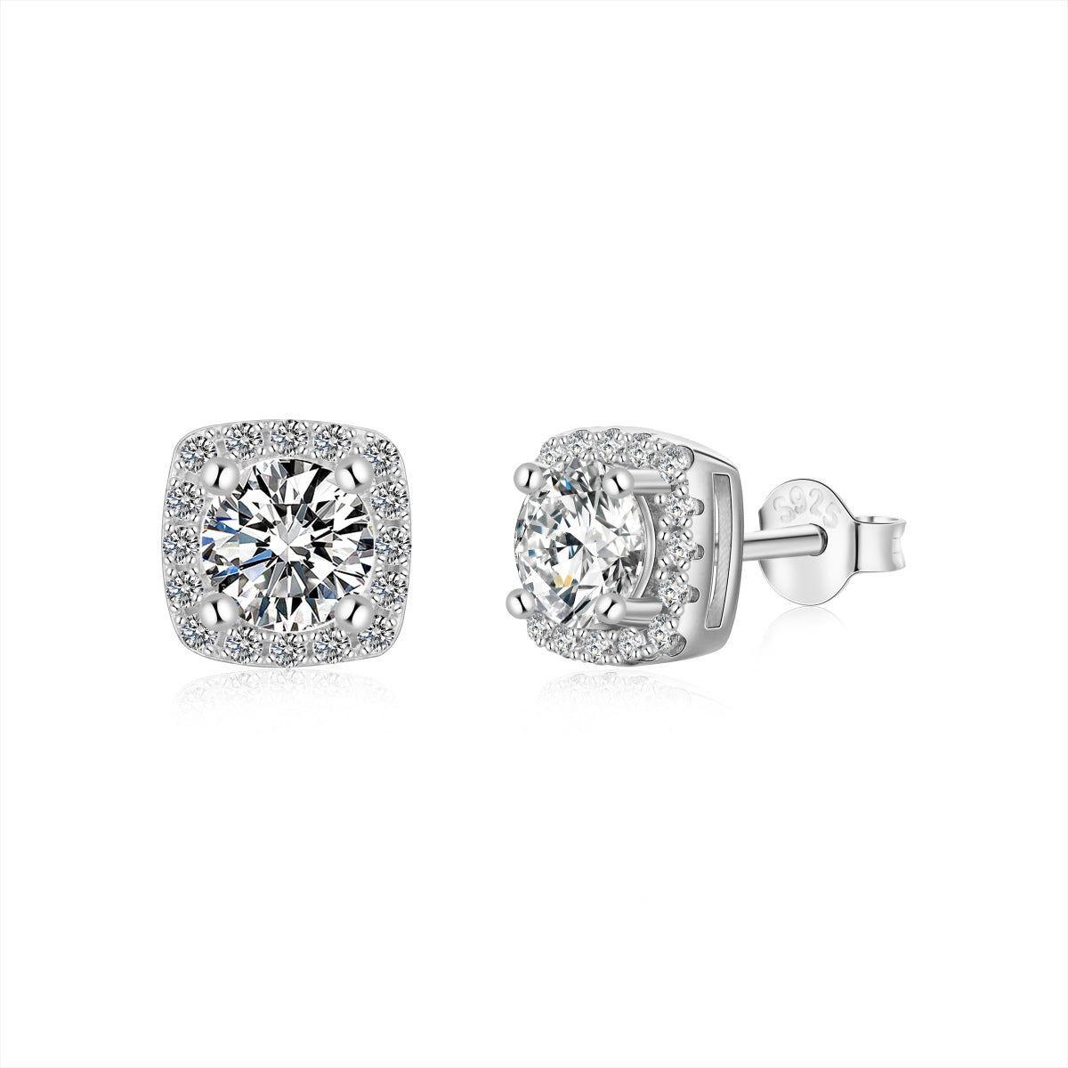 [STREET]Classic Round Center Stone Stud Earrings