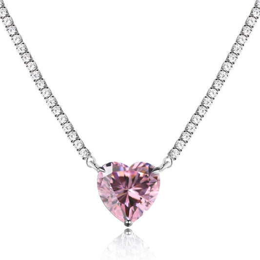 [STREET]Versatile Colorful Sweet Heart-Shaped Tennis Necklace