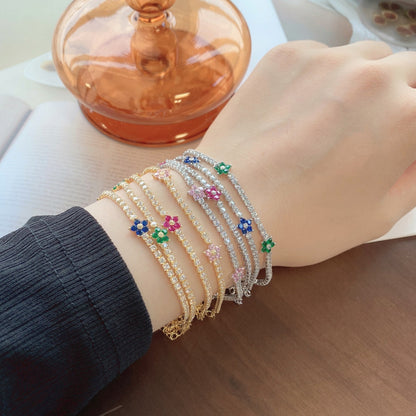 [STREET]Sparkling Flower Shape Tennis Bracelet