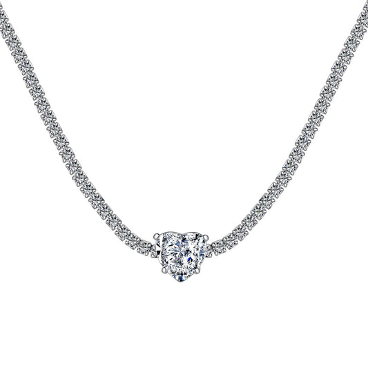 [STREET]Sparkling Tennis Heart Cut Necklace