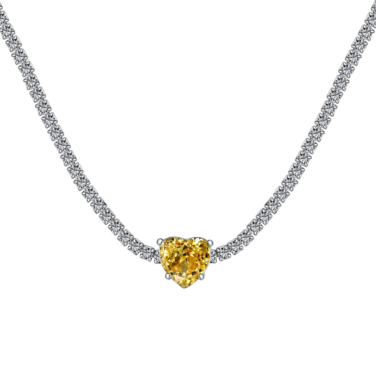 [STREET]Sparkling Tennis Heart Cut Necklace